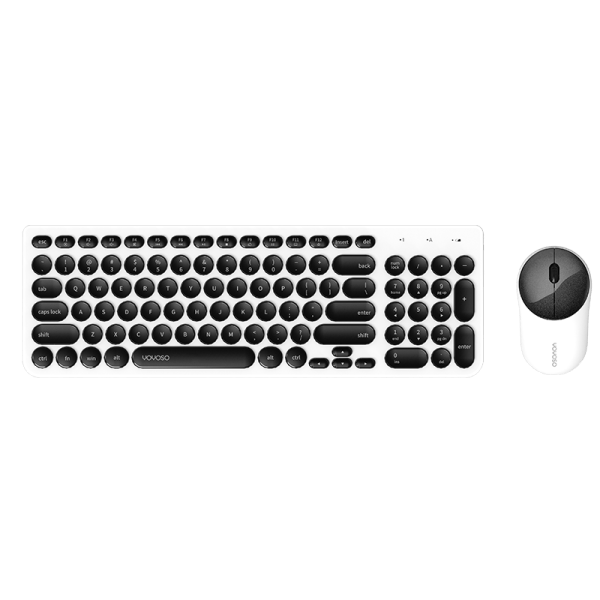Fashion wireless office mute keyboard and mouse combo-black and white