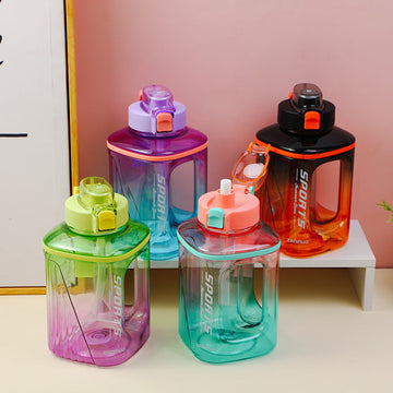 Pop-up gradient color square large capacity bottle-1.7L