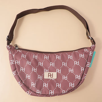 PD logo crossbody bag with zipper- dark coffee