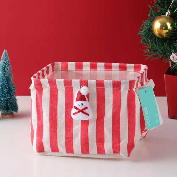 Christmas striped tabletop square box-santa claus and bowtie