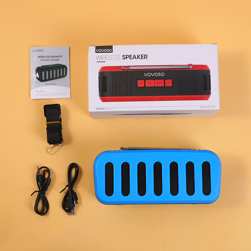 Antenna wireless speaker with solar panel and flashlight-blue