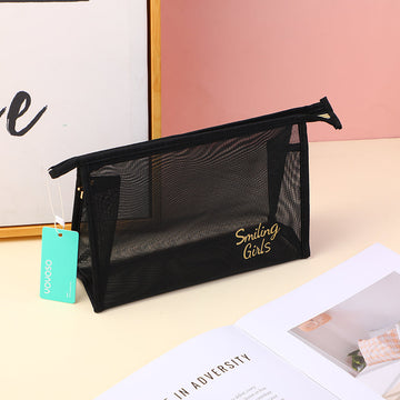 Mesh fabric cosmetic bag