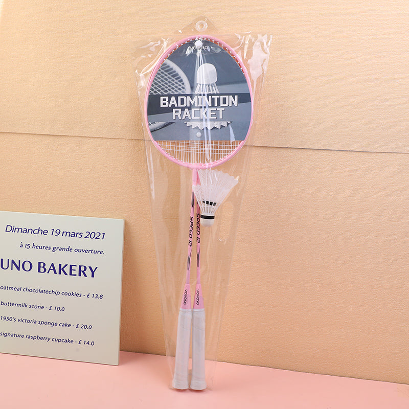 Adult badminton racket 2pcs-pink (including 2pcs shuttlecock)