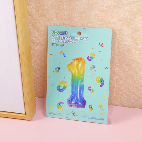 16 inch Small Numbers Aluminum Balloon Rainbow-1-1pcs