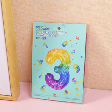 16 inch Small Numbers Aluminum Balloon Rainbow-3-1pcs