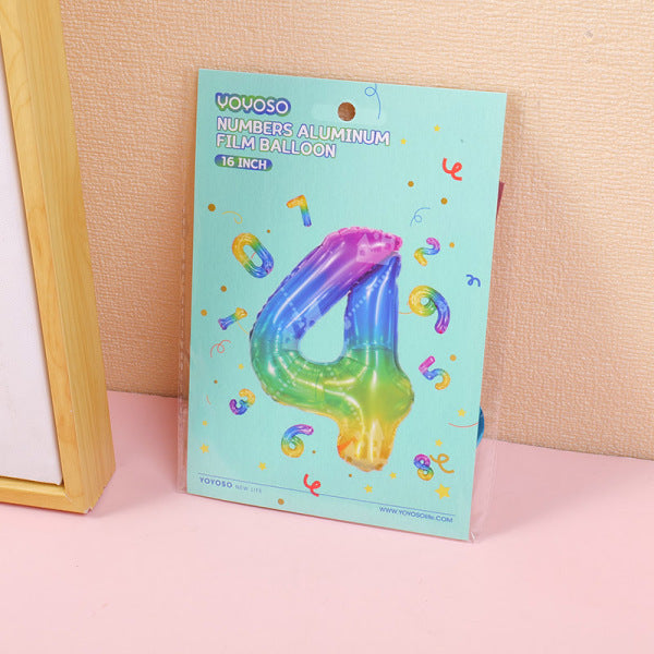 16 inch Small Numbers Aluminum Balloon Rainbow-4-1pcs