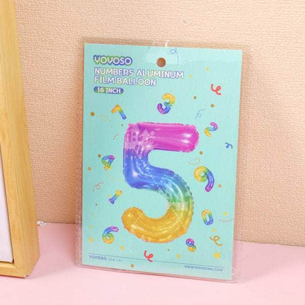 16 inch Small Numbers Aluminum Balloon Rainbow-5-1pcs