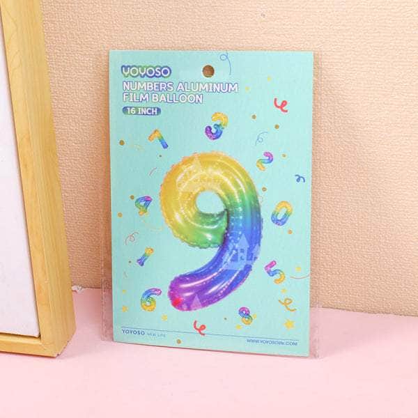 16 inch Small Numbers Aluminum Balloon Rainbow-9-1pcs