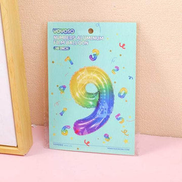 16 inch Small Numbers Aluminum Balloon Rainbow-9-1pcs