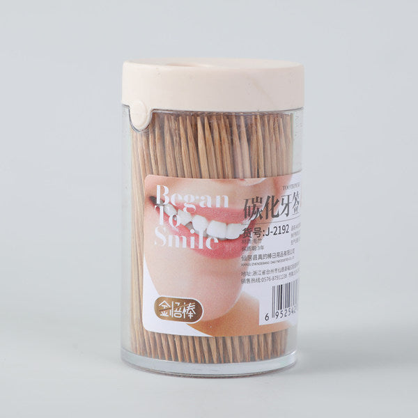 Can box with push lid carbonized toothpick 460pcs-J-2192