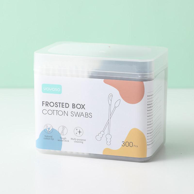 300Pcs Frosted Box Cotton Swabs-Black Rod With Earpick+White Rod With Point And Spiral Tip - YOYOSO PAKISTAN
