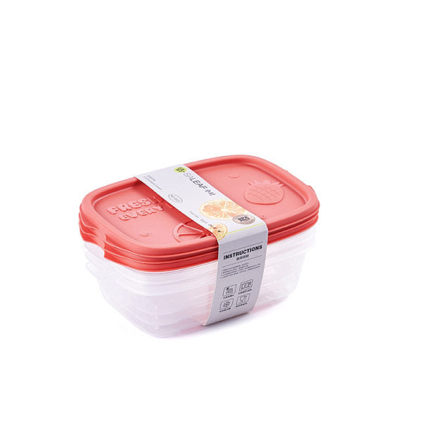Rectangular food storage box green and pink mixed pack (3PCS) 1L-5505