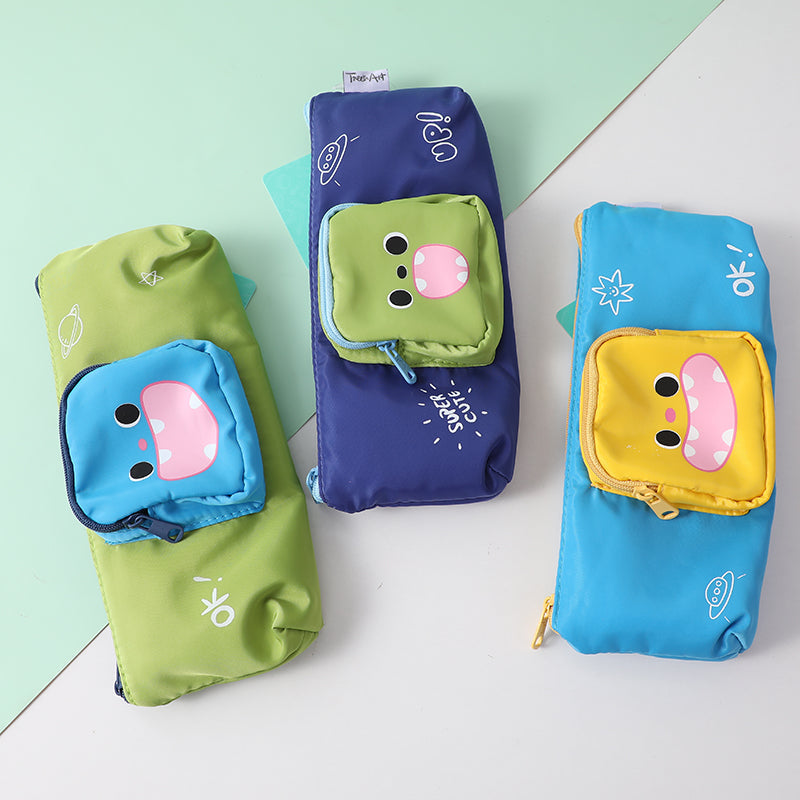 Little monster UP2 inverted trapezoidal pencil bag with pocket -L