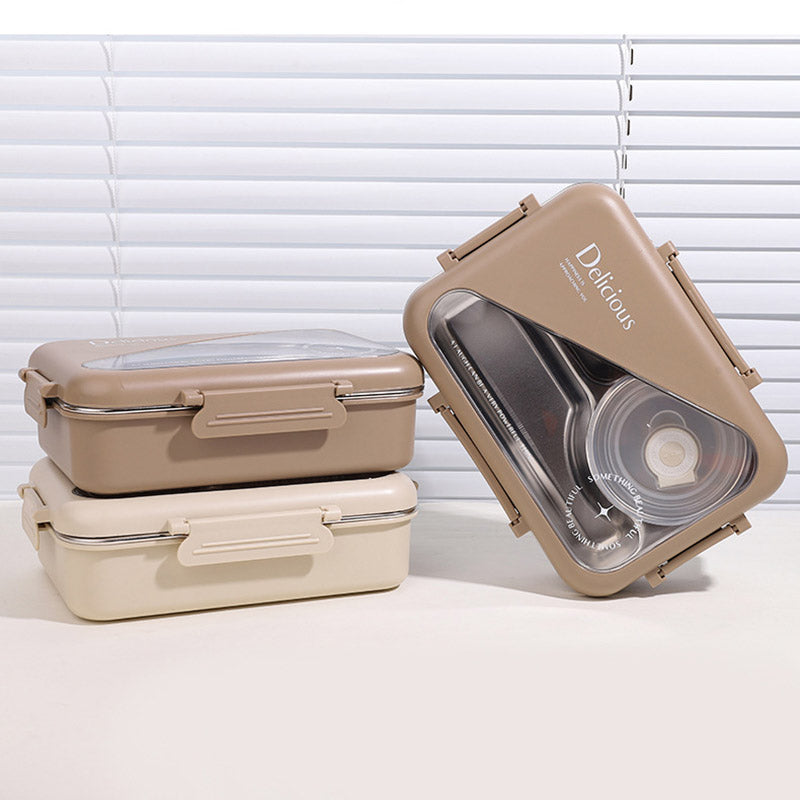 Simple Triangle Stainless Steel Lunch Box (3 Compartments)