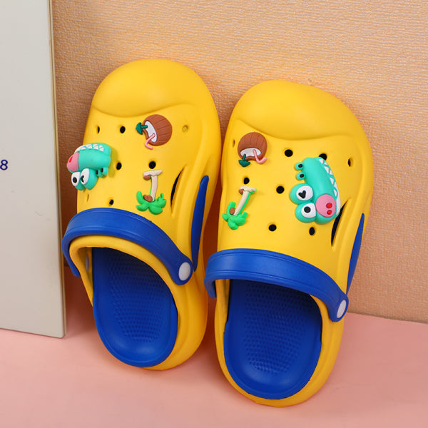 Yellow + royal blue crocodile Children's flip-flops - 34-35