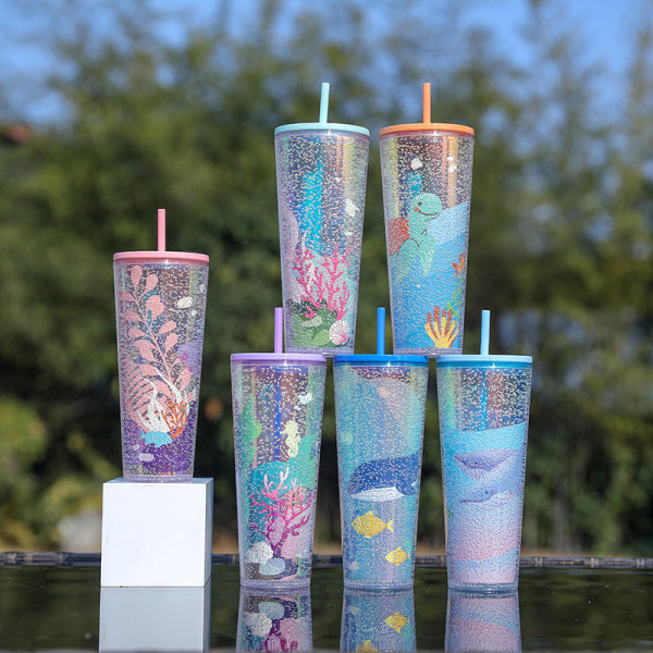 Animal pattern Plastic cup with bubbles - 750 ml