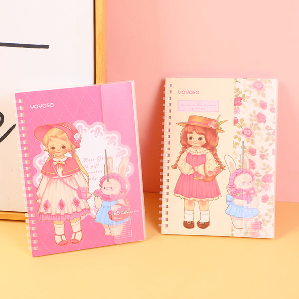 Egg roll sister rose manor soft coil notebook A5-horizontal line inside pages