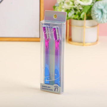 Gradient Purple Colorful Electroplated Eyebrow Trimmer 2Pcs Set-Blue - YOYOSO PAKISTAN