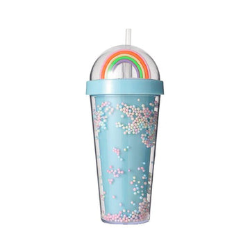 Macaron Double Wall Plastic Water Bottle With Straw - YOYOSO PAKISTAN