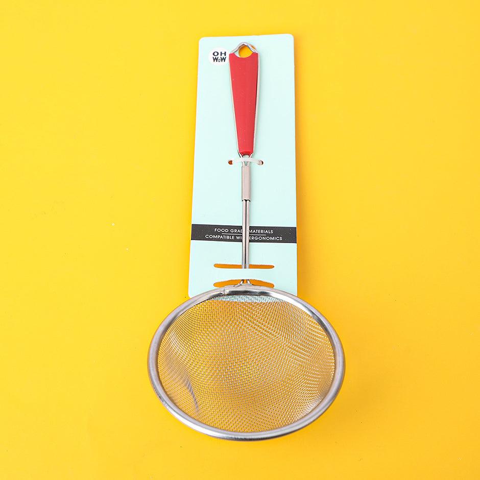 Red Handle Portable Stainless Steel Colander - YOYOSO PAKISTAN
