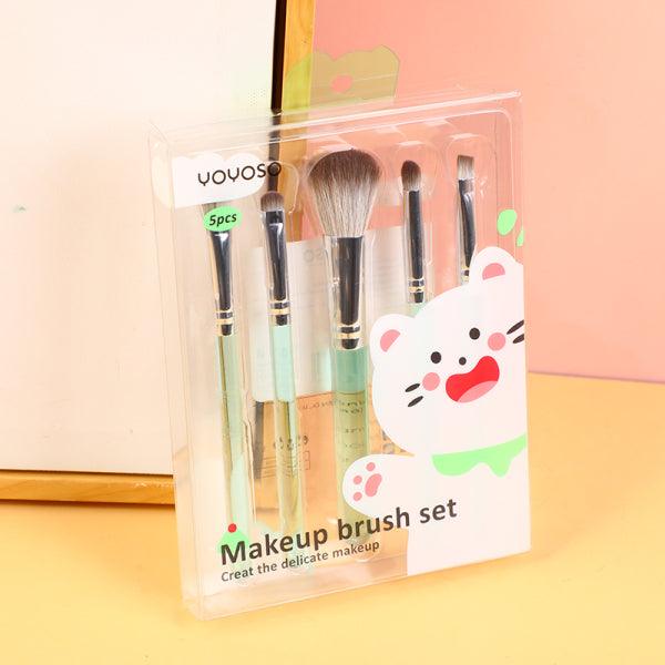 Soft Jelly Makeup Brush 5Pcs Set-Green - YOYOSO PAKISTAN