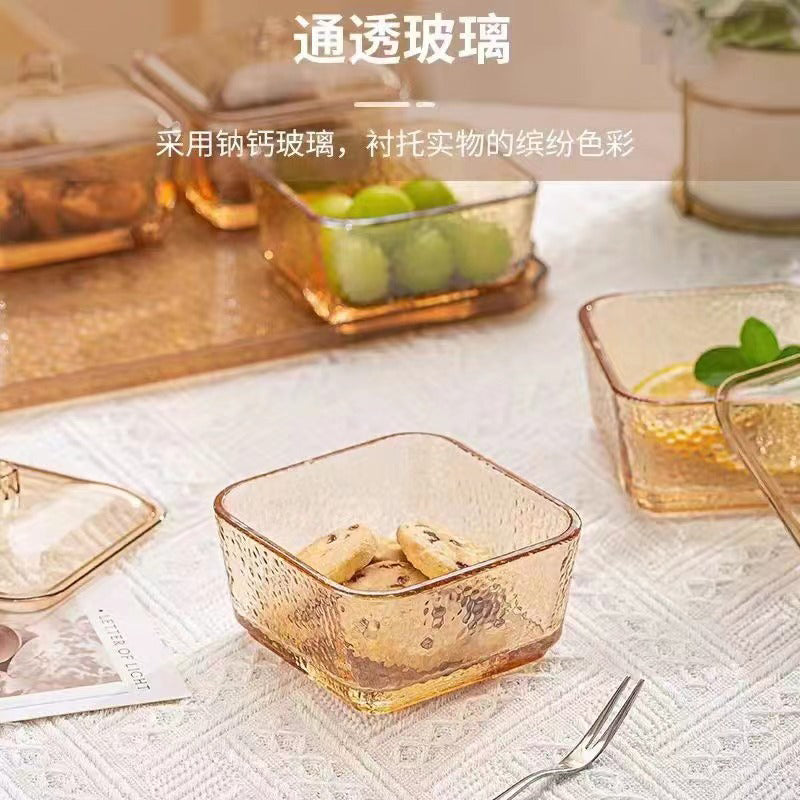 Square Amber Glass Bowl