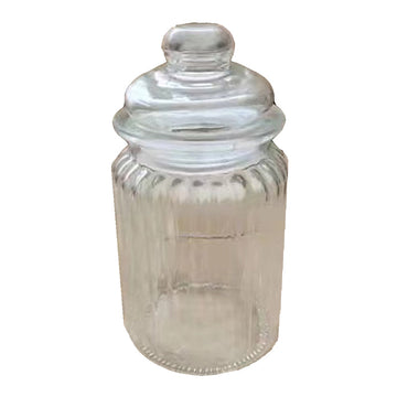 Vertical striped glass airtight jar